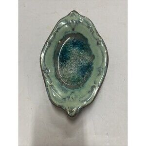 Down To Earth Pottery Artisan Plate - Oval Made In CO. U.S.Jewelry Dish Trinket